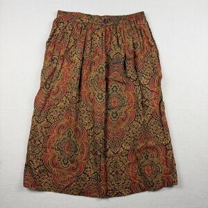 Vintage ILGWU Union Made USA F.A. Chatta Women 16 Paisley Print Rayon Midi Skirt